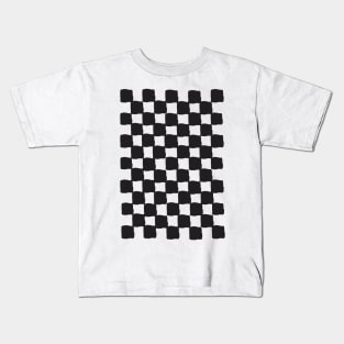 small checkered vintage black, Checkerboard Check Checkered, small checks, vintage black, cream and black, western, prairie, aesthetic, retro, vintage, cowboy Kids T-Shirt